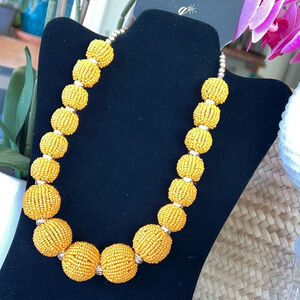 Gennaro Yellow Beaded Statement Nevklace